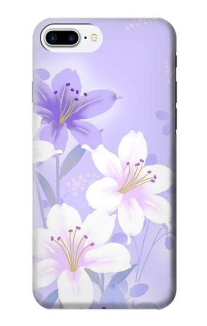 W2361 Purple White Flowers Hard Case and Leather Flip Case For iPhone 7 Plus, iPhone 8 Plus