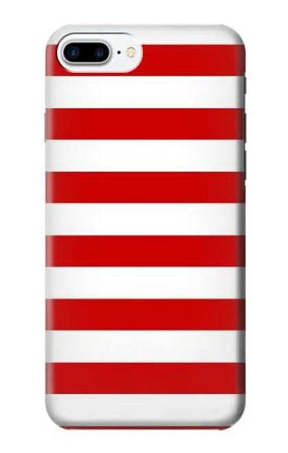 W2364 Red and White Striped Hard Case and Leather Flip Case For iPhone 7 Plus, iPhone 8 Plus