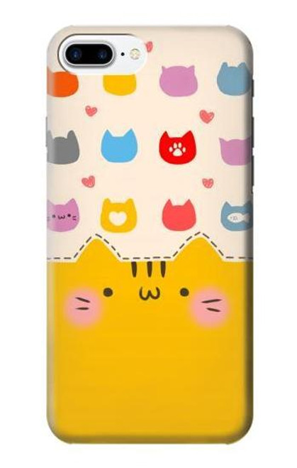 W2442 Cute Cat Cartoon Funny Hard Case and Leather Flip Case For iPhone 7 Plus, iPhone 8 Plus