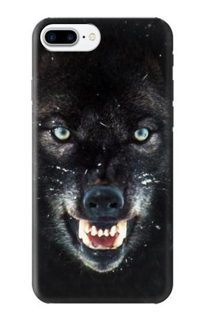 W2823 Black Wolf Blue Eyes Face Hard Case and Leather Flip Case For iPhone 7 Plus, iPhone 8 Plus