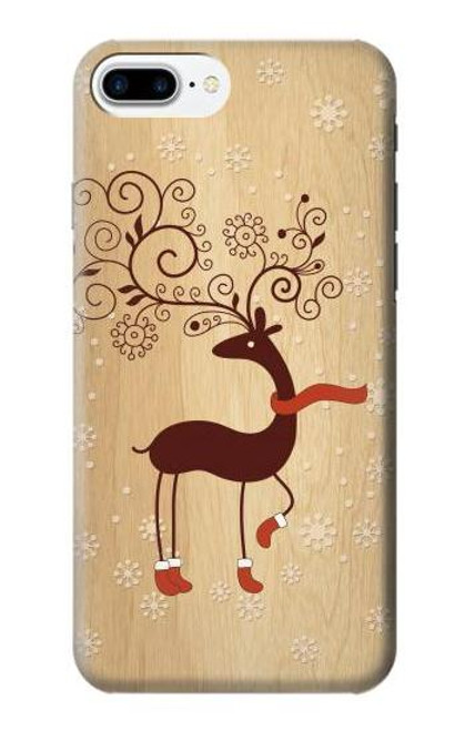 W3081 Wooden Raindeer Graphic Printed Hard Case and Leather Flip Case For iPhone 7 Plus, iPhone 8 Plus