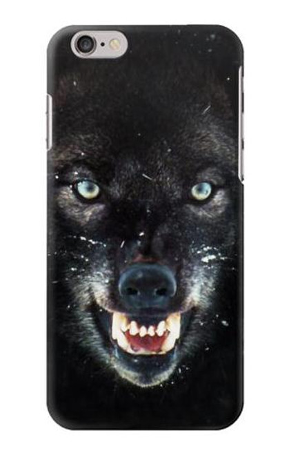 W2823 Black Wolf Blue Eyes Face Hard Case and Leather Flip Case For iPhone 6 6S