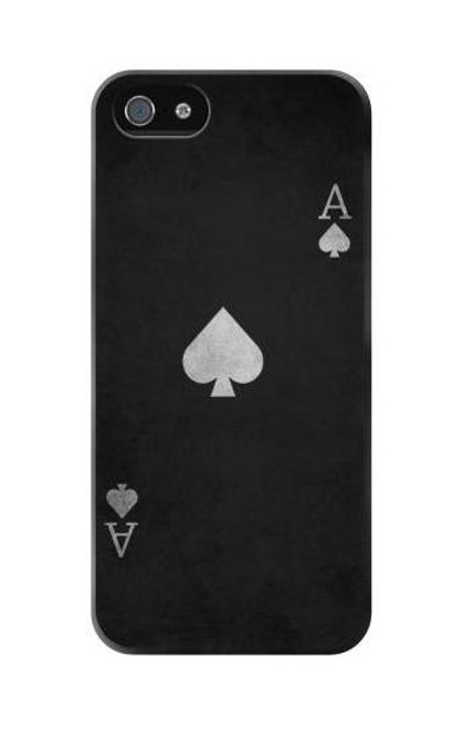 W3152 Black Ace of Spade Hard Case and Leather Flip Case For iPhone 5C