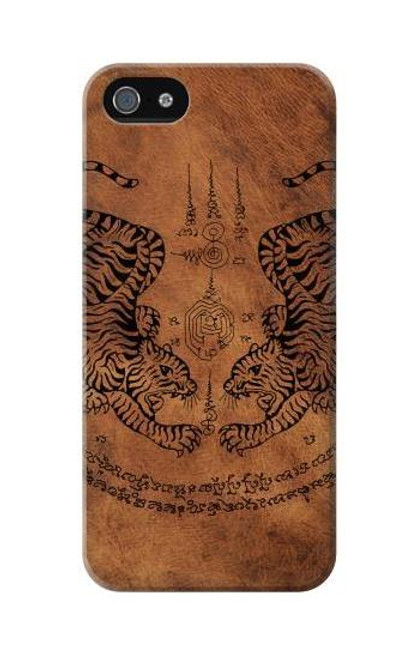 W3209 Sak Yant Twin Tiger Hard Case and Leather Flip Case For iPhone 5C