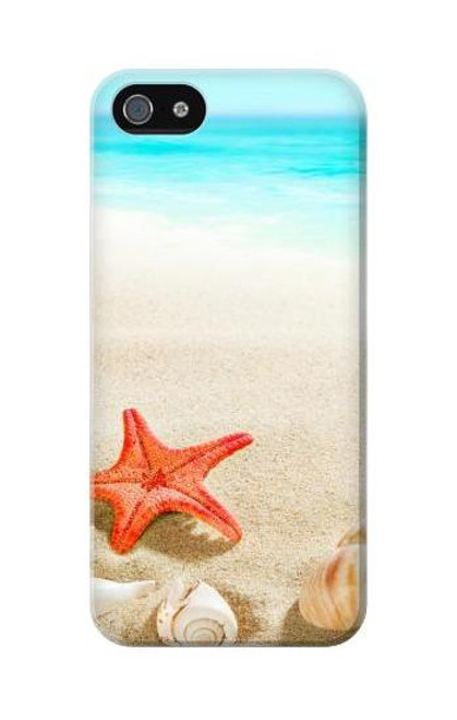 W3212 Sea Shells Starfish Beach Hard Case and Leather Flip Case For iPhone 5C