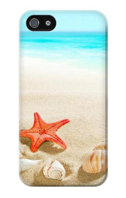 W3212 Sea Shells Starfish Beach Hard Case and Leather Flip Case For iPhone 4 4S