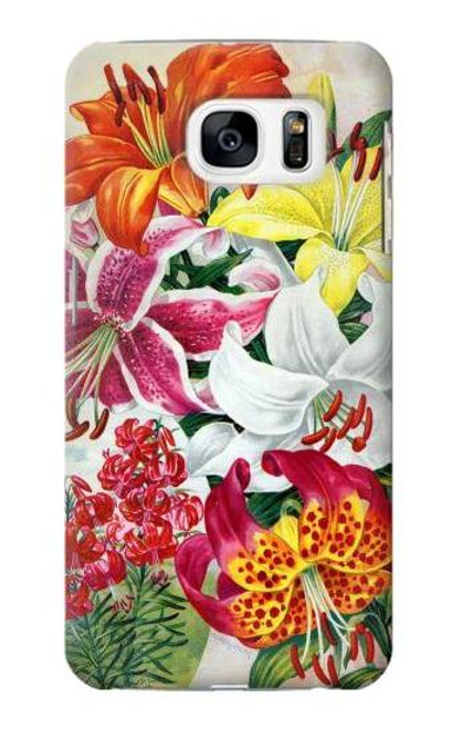 W3205 Retro Art Flowers Hard Case and Leather Flip Case For Samsung Galaxy S7