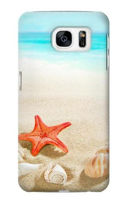 W3212 Sea Shells Starfish Beach Hard Case and Leather Flip Case For Samsung Galaxy S7