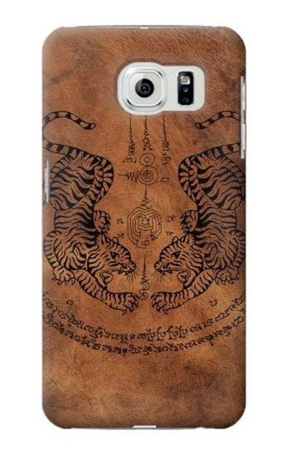 W3209 Sak Yant Twin Tiger Hard Case and Leather Flip Case For Samsung Galaxy S6 Edge