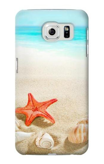 W3212 Sea Shells Starfish Beach Hard Case and Leather Flip Case For Samsung Galaxy S6 Edge