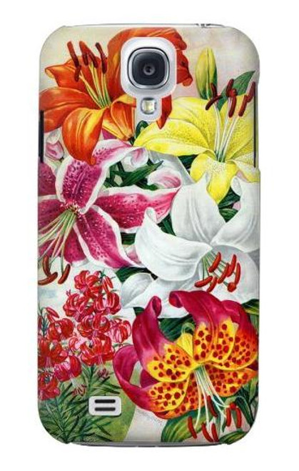 W3205 Retro Art Flowers Hard Case and Leather Flip Case For Samsung Galaxy S4