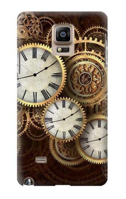 W3172 Gold Clock Live Hard Case and Leather Flip Case For Samsung Galaxy Note 4