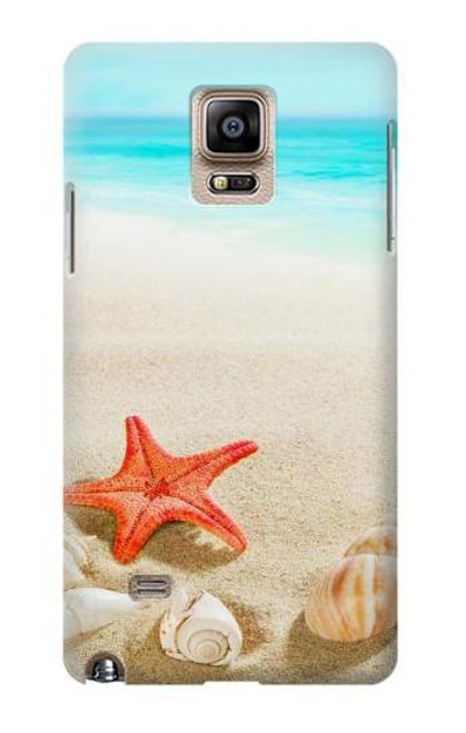 W3212 Sea Shells Starfish Beach Hard Case and Leather Flip Case For Samsung Galaxy Note 4