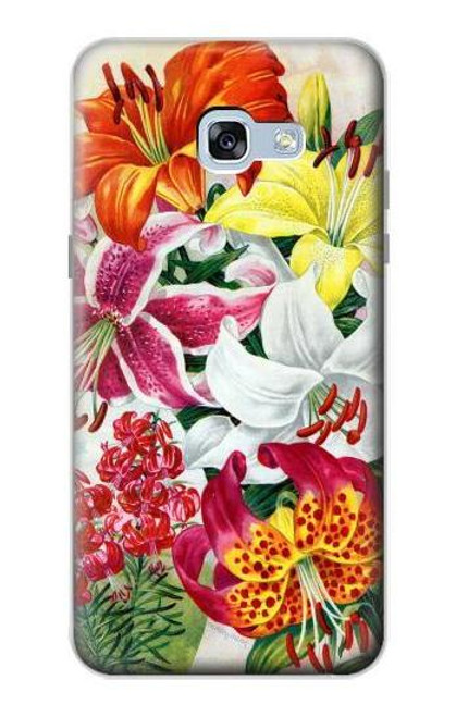 W3205 Retro Art Flowers Hard Case and Leather Flip Case For Samsung Galaxy A5 (2017)