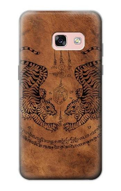 W3209 Sak Yant Twin Tiger Hard Case and Leather Flip Case For Samsung Galaxy A3 (2017)