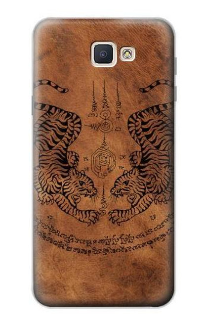 W3209 Sak Yant Twin Tiger Hard Case and Leather Flip Case For Samsung Galaxy J7 Prime (SM-G610F)