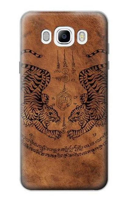 W3209 Sak Yant Twin Tiger Hard Case and Leather Flip Case For Samsung Galaxy J7 (2016)