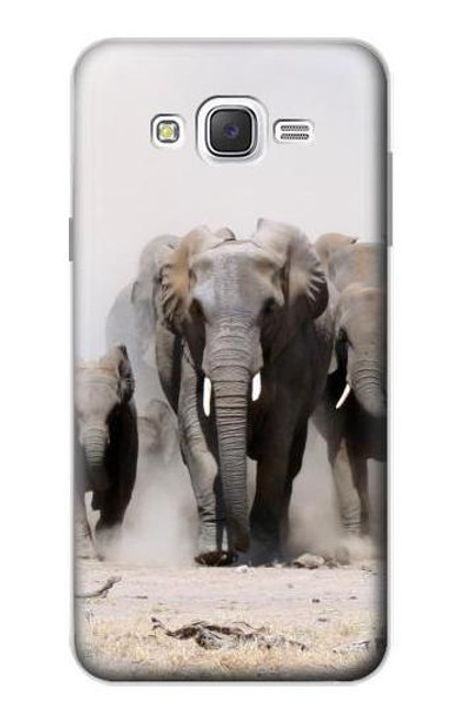 W3142 African Elephant Hard Case and Leather Flip Case For Samsung Galaxy J7