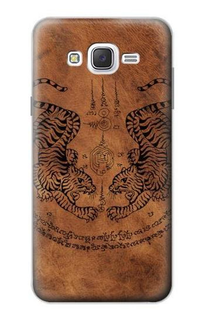 W3209 Sak Yant Twin Tiger Hard Case and Leather Flip Case For Samsung Galaxy J7