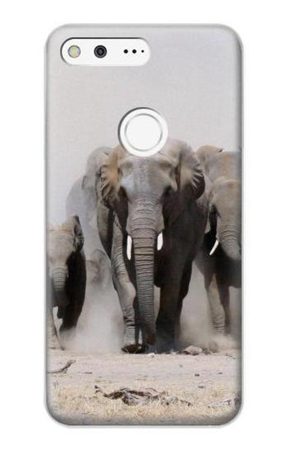 W3142 African Elephant Hard Case and Leather Flip Case For Google Pixel XL