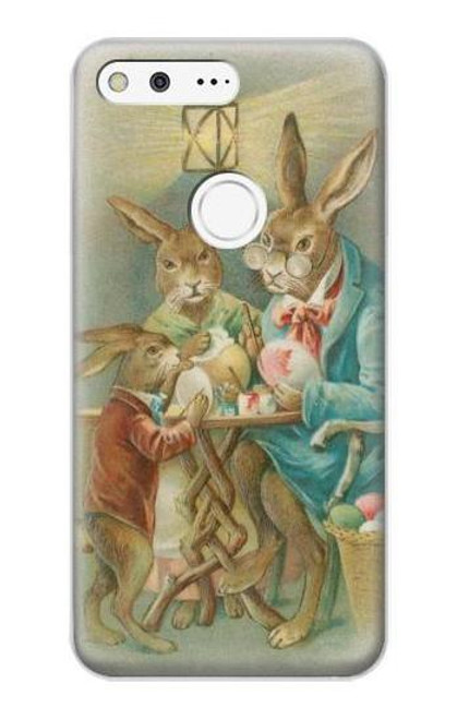 W3164 Easter Rabbit Family Hard Case and Leather Flip Case For Google Pixel XL