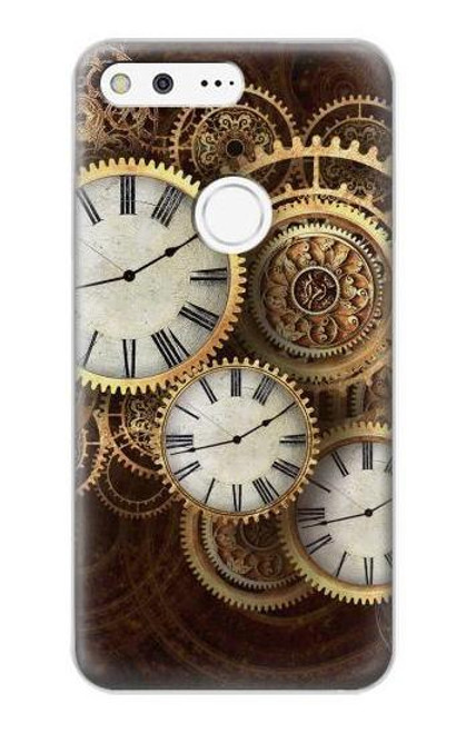 W3172 Gold Clock Live Hard Case and Leather Flip Case For Google Pixel XL