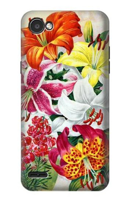 W3205 Retro Art Flowers Hard Case and Leather Flip Case For LG Q6