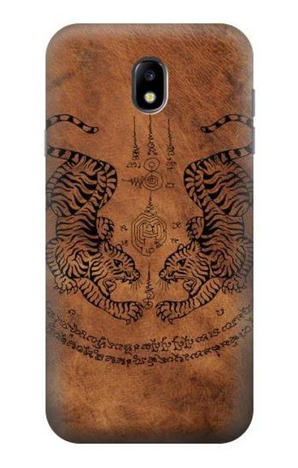 W3209 Sak Yant Twin Tiger Hard Case and Leather Flip Case For Samsung Galaxy J7 (2017) EU Version