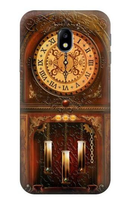 W3174 Grandfather Clock Hard Case and Leather Flip Case For Samsung Galaxy J3 (2017) EU Version