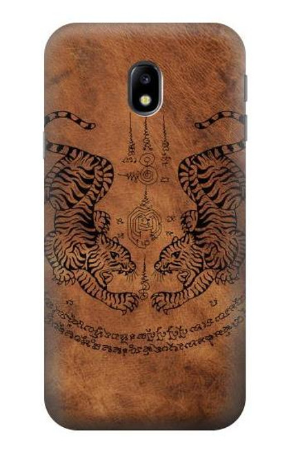 W3209 Sak Yant Twin Tiger Hard Case and Leather Flip Case For Samsung Galaxy J3 (2017) EU Version