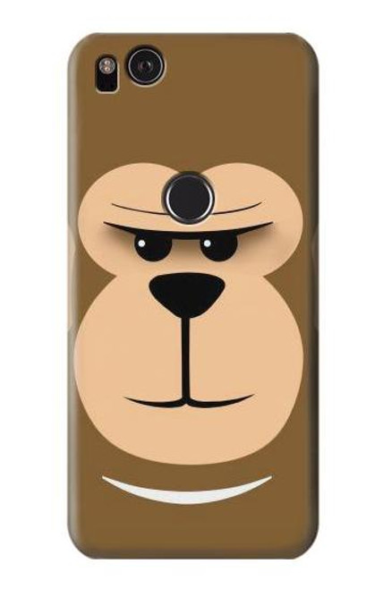 W2721 Cute Grumpy Monkey Cartoon Hard Case and Leather Flip Case For Google Pixel 2