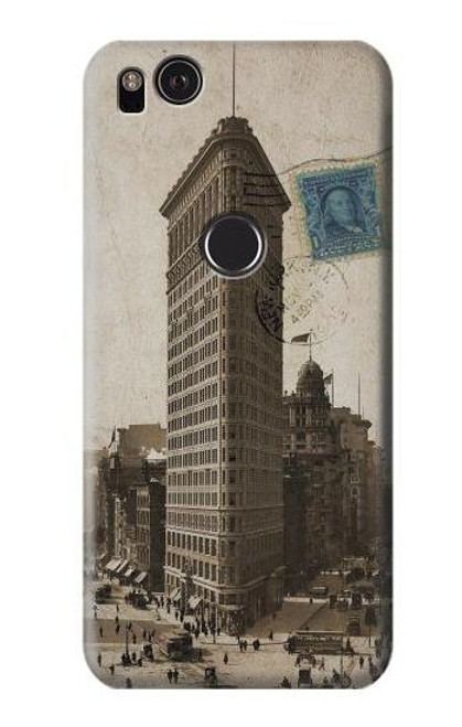 W2832 New York 1903 Flatiron Building Postcard Hard Case and Leather Flip Case For Google Pixel 2