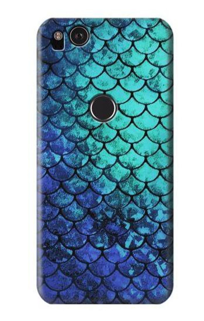 W3047 Green Mermaid Fish Scale Hard Case and Leather Flip Case For Google Pixel 2
