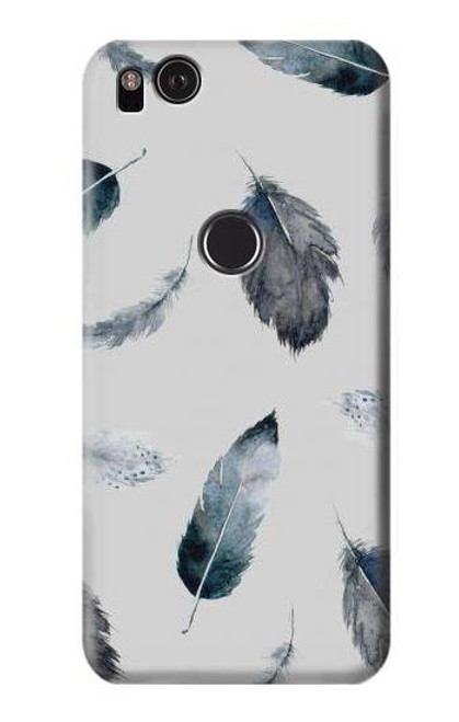 W3085 Feather Paint Pattern Hard Case and Leather Flip Case For Google Pixel 2