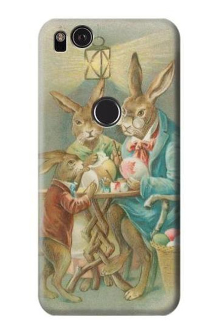 W3164 Easter Rabbit Family Hard Case and Leather Flip Case For Google Pixel 2