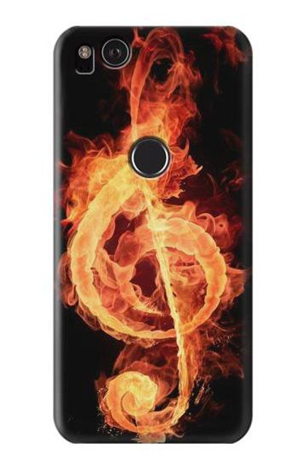 W0493 Music Note Burn Hard Case and Leather Flip Case For Google Pixel 2 XL