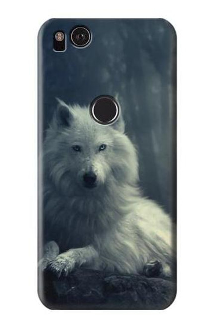 W1516 White Wolf Hard Case and Leather Flip Case For Google Pixel 2 XL