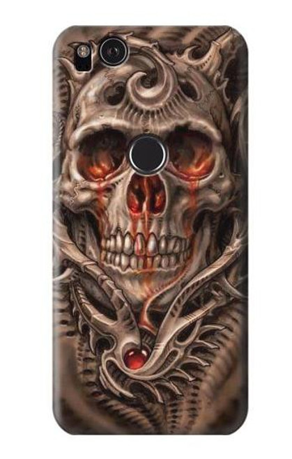 W1675 Skull Blood Tattoo Hard Case and Leather Flip Case For Google Pixel 2 XL