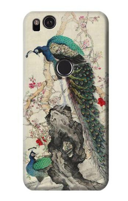 W2086 Peacock Painting Hard Case and Leather Flip Case For Google Pixel 2 XL