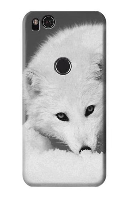 W2569 White Arctic Fox Hard Case and Leather Flip Case For Google Pixel 2 XL