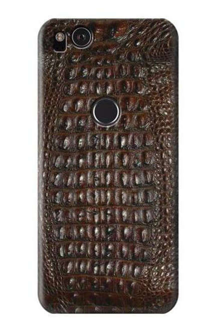 W2850 Brown Skin Alligator Graphic Printed Hard Case and Leather Flip Case For Google Pixel 2 XL