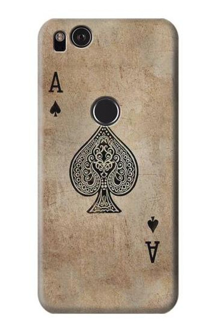 W2928 Vintage Spades Ace Card Hard Case and Leather Flip Case For Google Pixel 2 XL