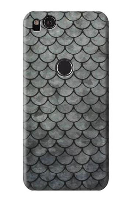 W2950 Silver Fish Scale Hard Case and Leather Flip Case For Google Pixel 2 XL