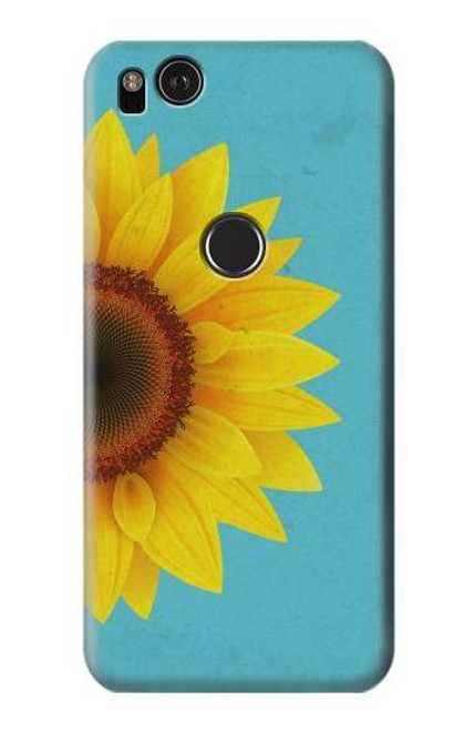 W3039 Vintage Sunflower Blue Hard Case and Leather Flip Case For Google Pixel 2 XL