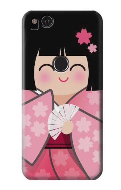 W3042 Japan Girl Hina Doll Kimono Sakura Hard Case and Leather Flip Case For Google Pixel 2 XL