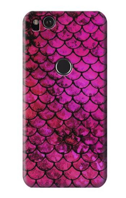 W3051 Pink Mermaid Fish Scale Hard Case and Leather Flip Case For Google Pixel 2 XL