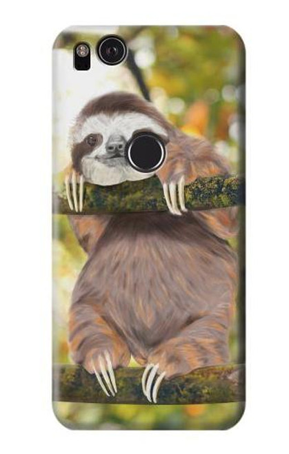 W3138 Cute Baby Sloth Paint Hard Case and Leather Flip Case For Google Pixel 2 XL