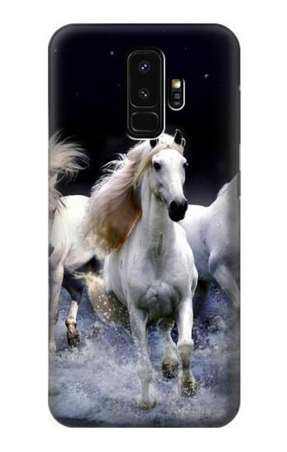 W0246 White Horse Hard Case and Leather Flip Case For Samsung Galaxy S9 Plus