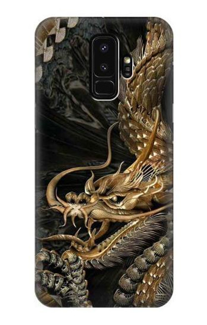 W0426 Gold Dragon Hard Case and Leather Flip Case For Samsung Galaxy S9 Plus