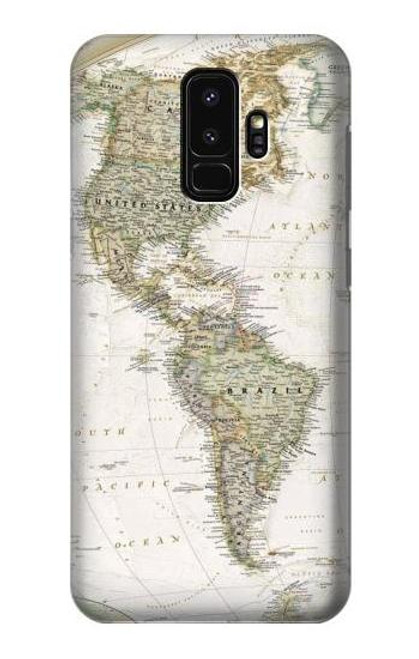 W0604 World Map Hard Case and Leather Flip Case For Samsung Galaxy S9 Plus